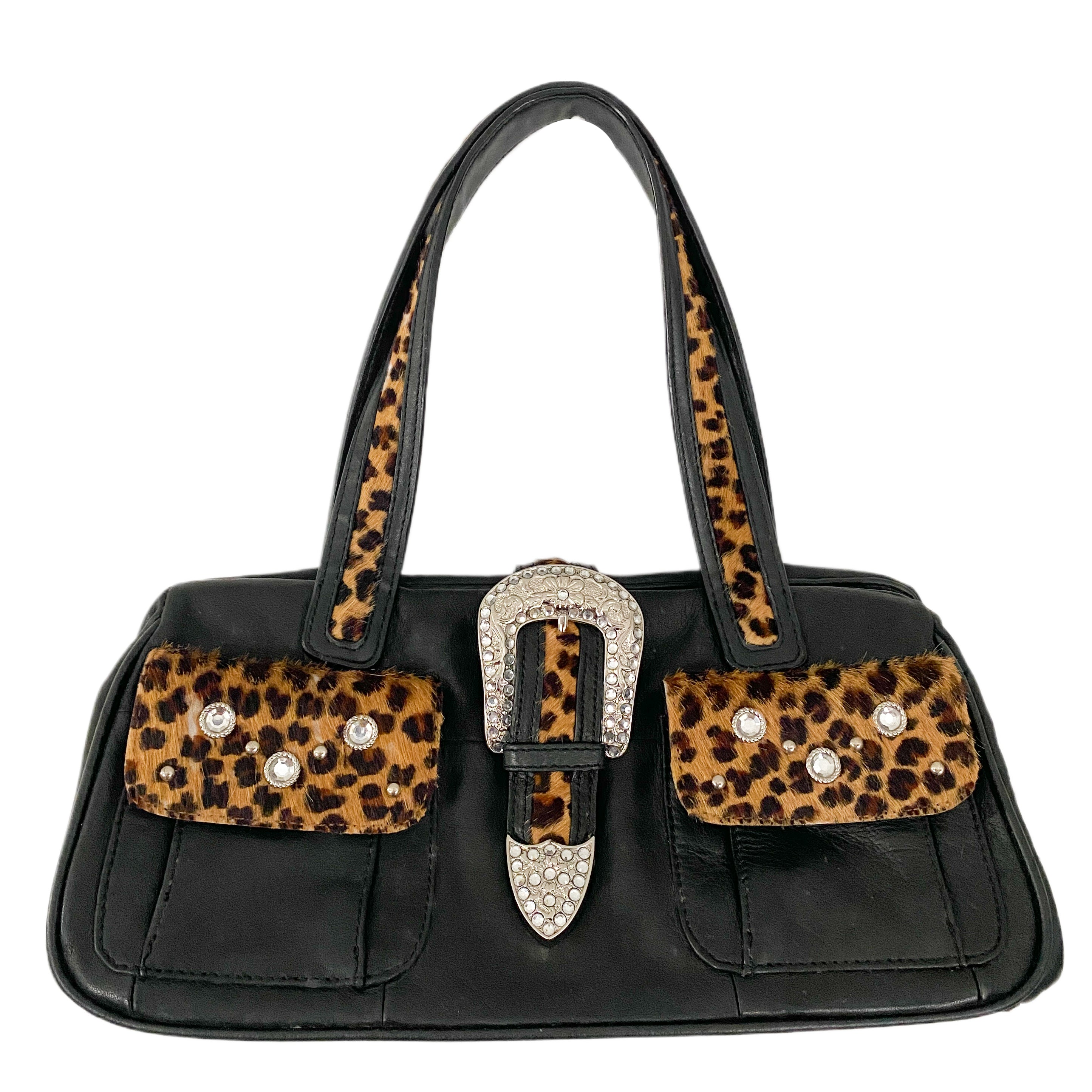 Leather and Leopard Buckle Bag