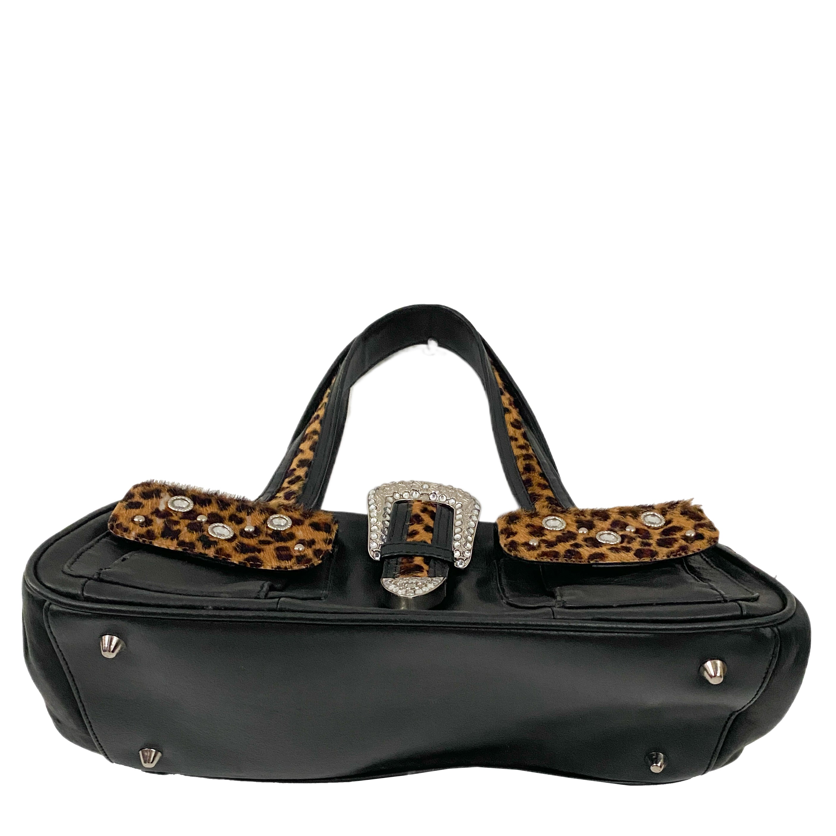 Leather and Leopard Buckle Bag
