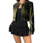 Velvet Plaid Cropped Blazer (M)