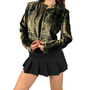 Velvet Plaid Cropped Blazer (M)