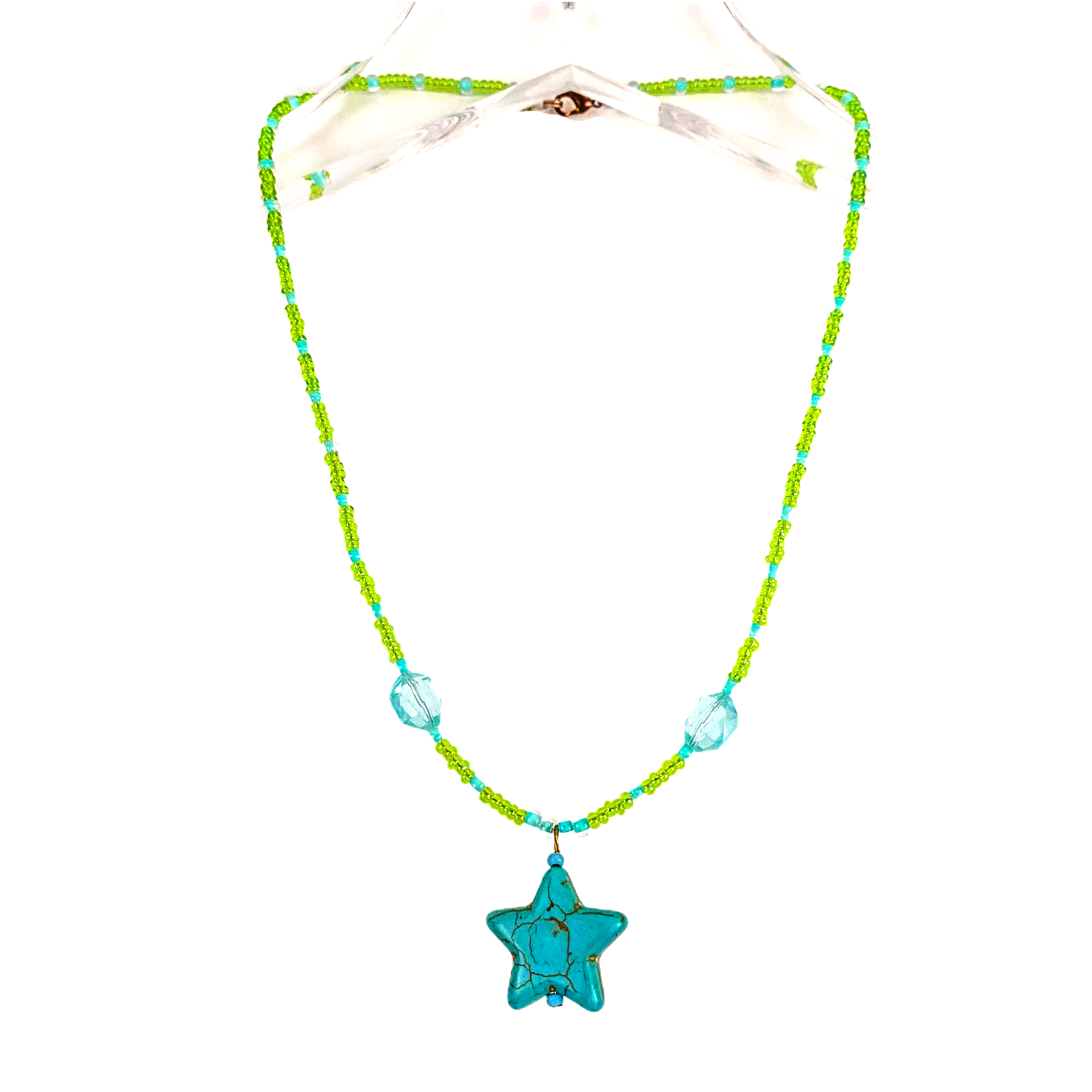 Lime and Turquoise Star Necklace