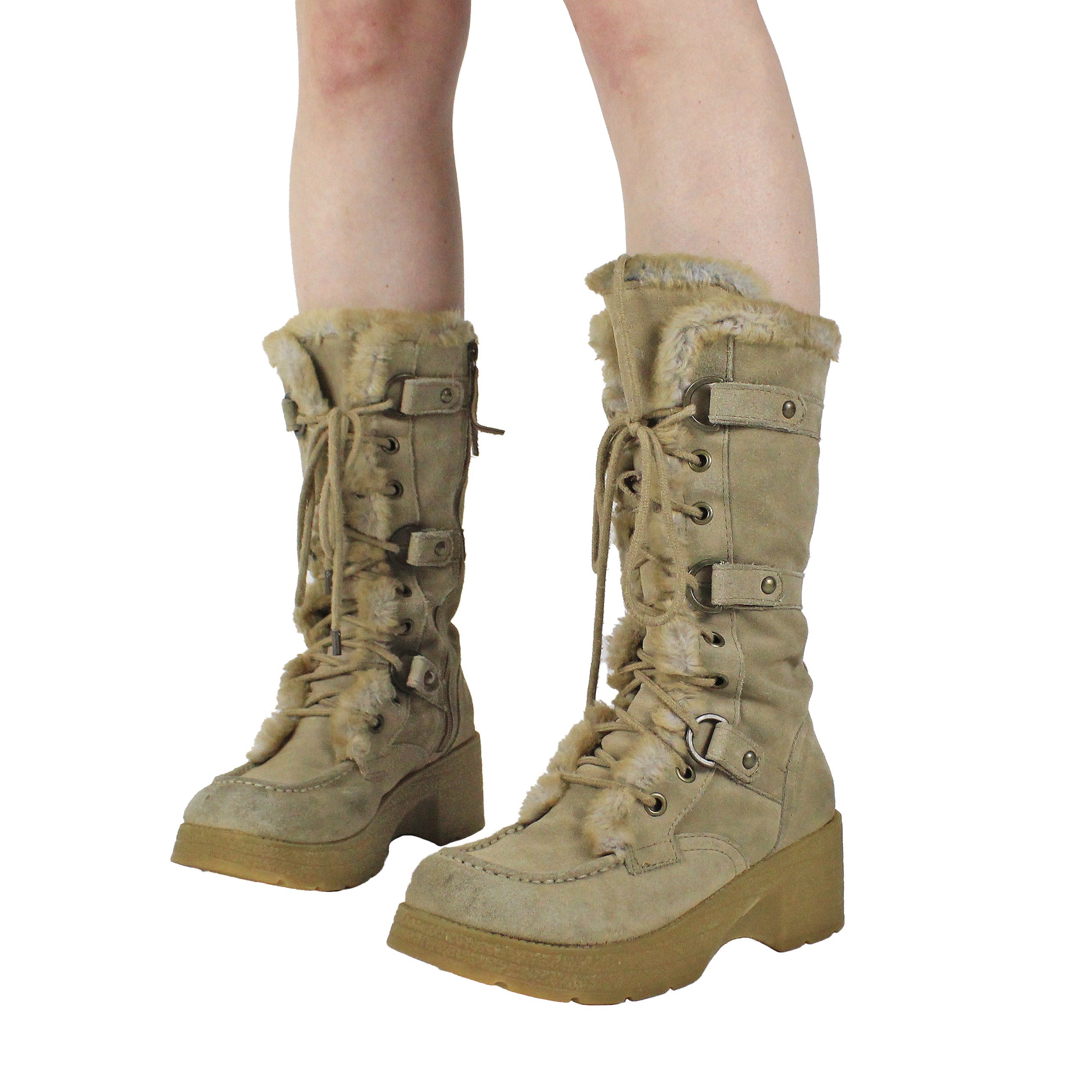 Y2K REPORT Platform Furry Boots (US 8)