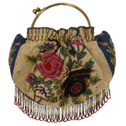 Beaded Tapestry Top Handle Bag
