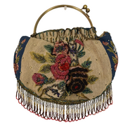 Beaded Tapestry Top Handle Bag