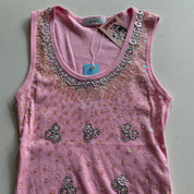 Y2K Pink Bling Tank Top (L)