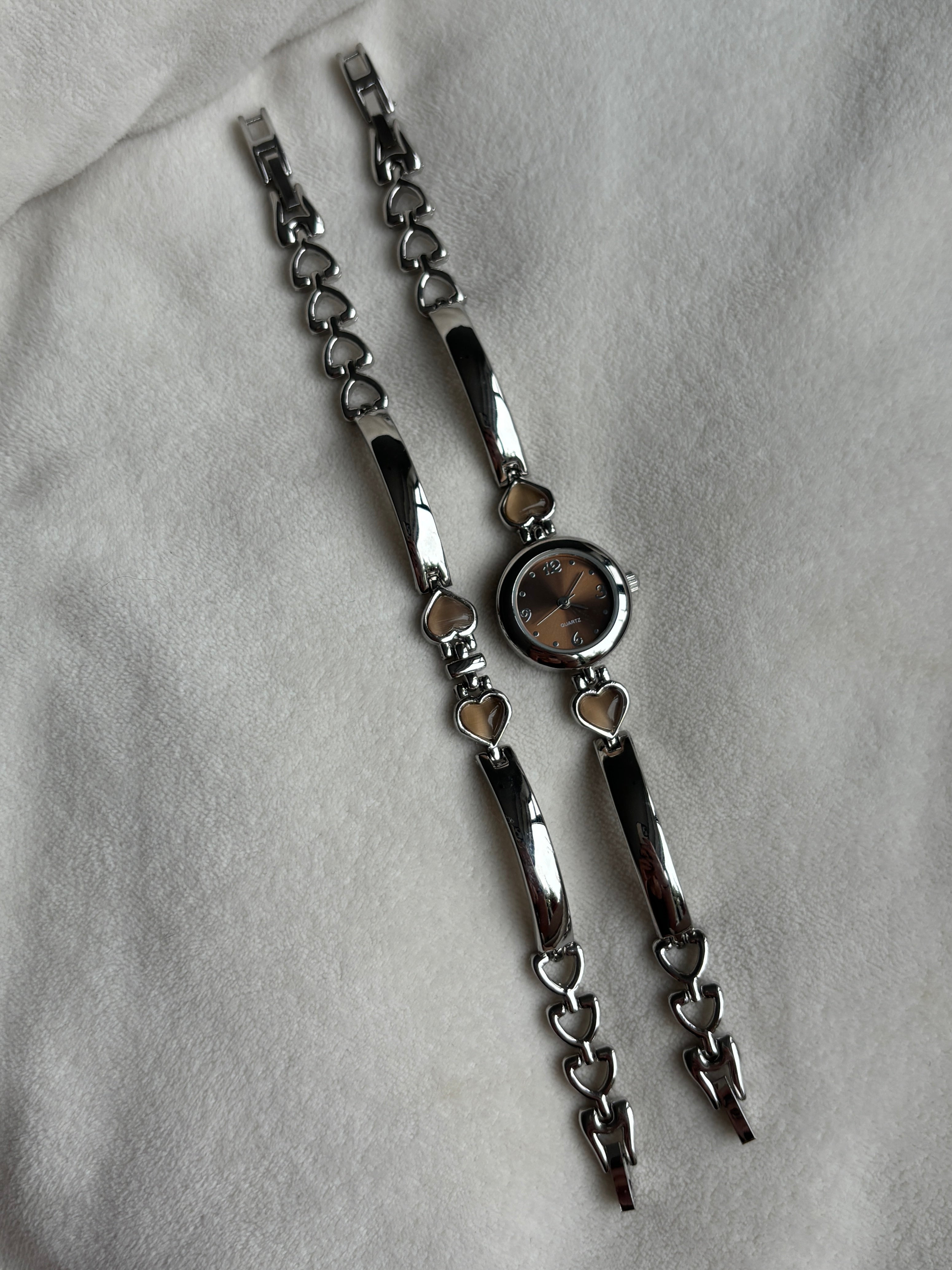 Dainty Matching Hearts Watch & Bracelet Set