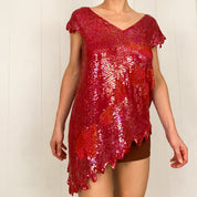 Vintage Silk Embellished Asymmetrical Top (L)