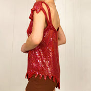 Vintage Silk Embellished Asymmetrical Top (L)