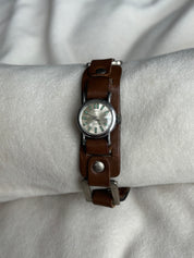 Leather Studded Timex Watch