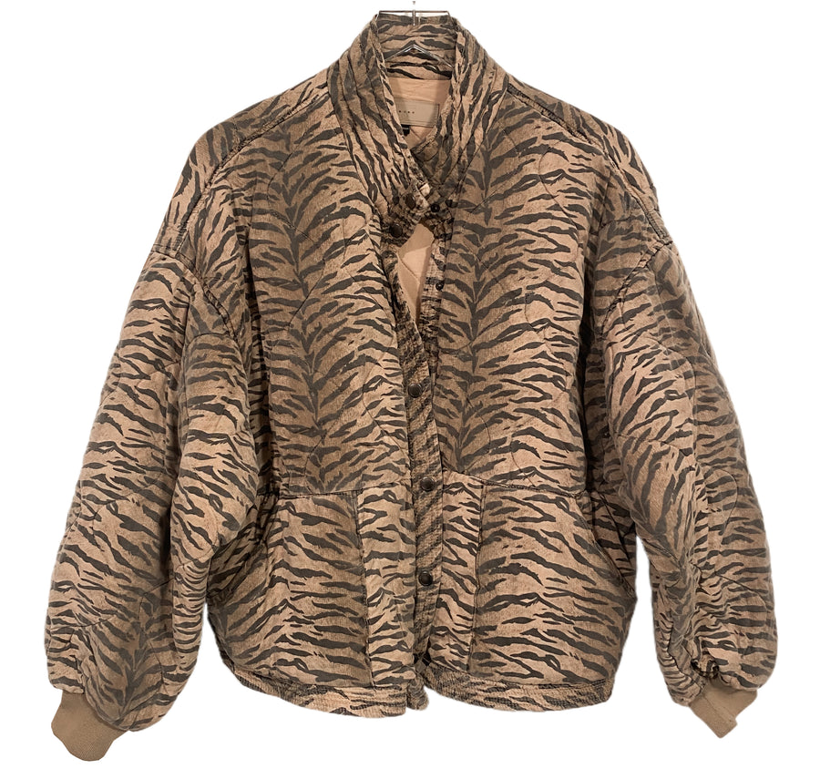 Tiger Print Quilted Jacket (L)