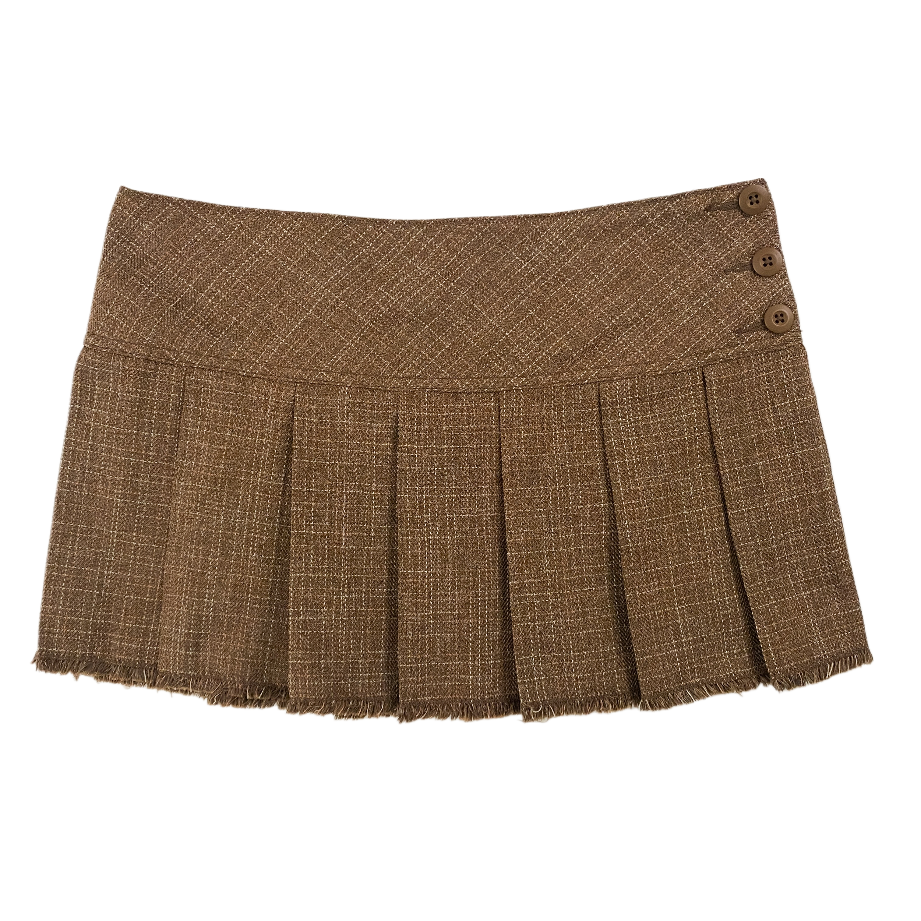 Y2K Tweed Pleated Mini Skirt (M)