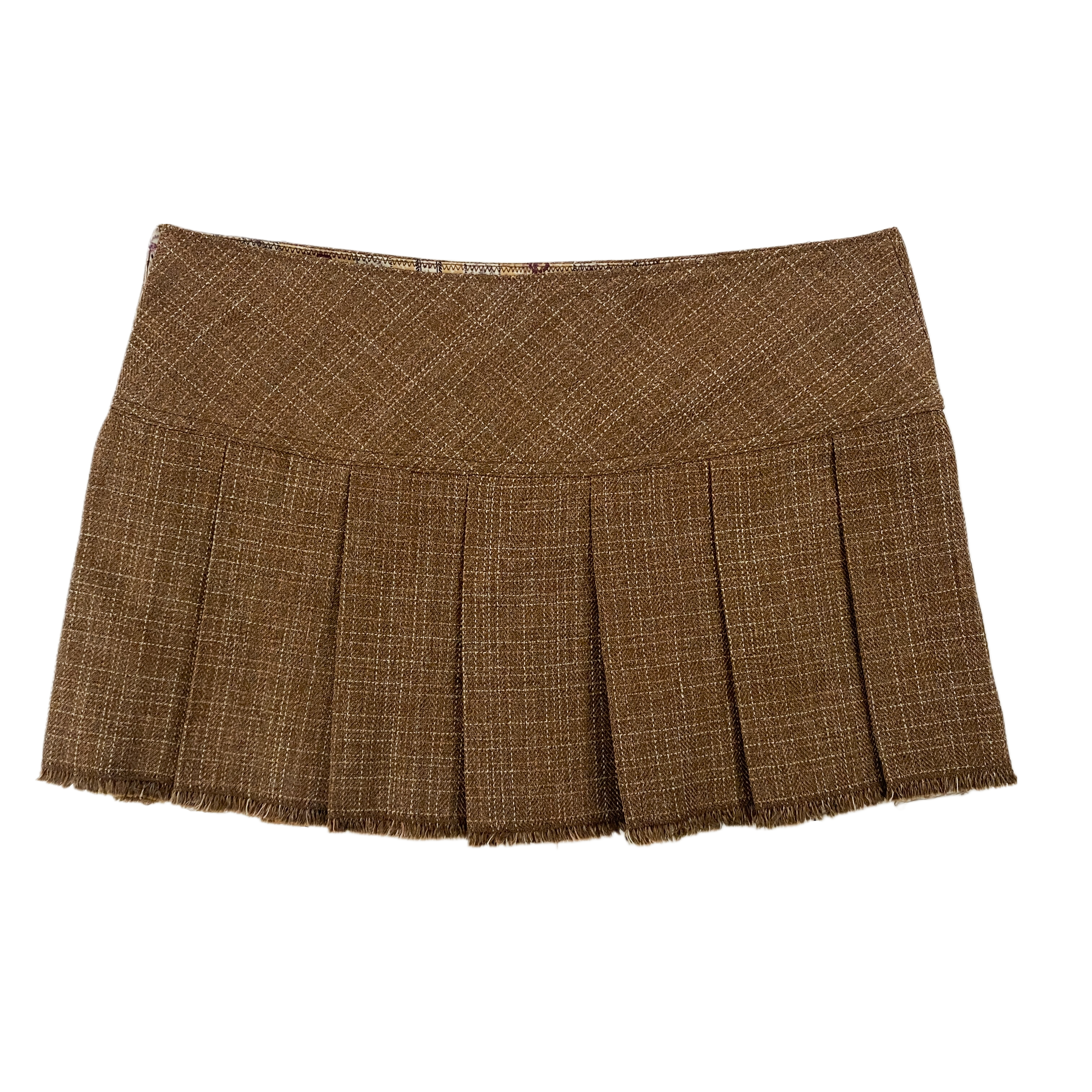 Y2K Tweed Pleated Mini Skirt (M)
