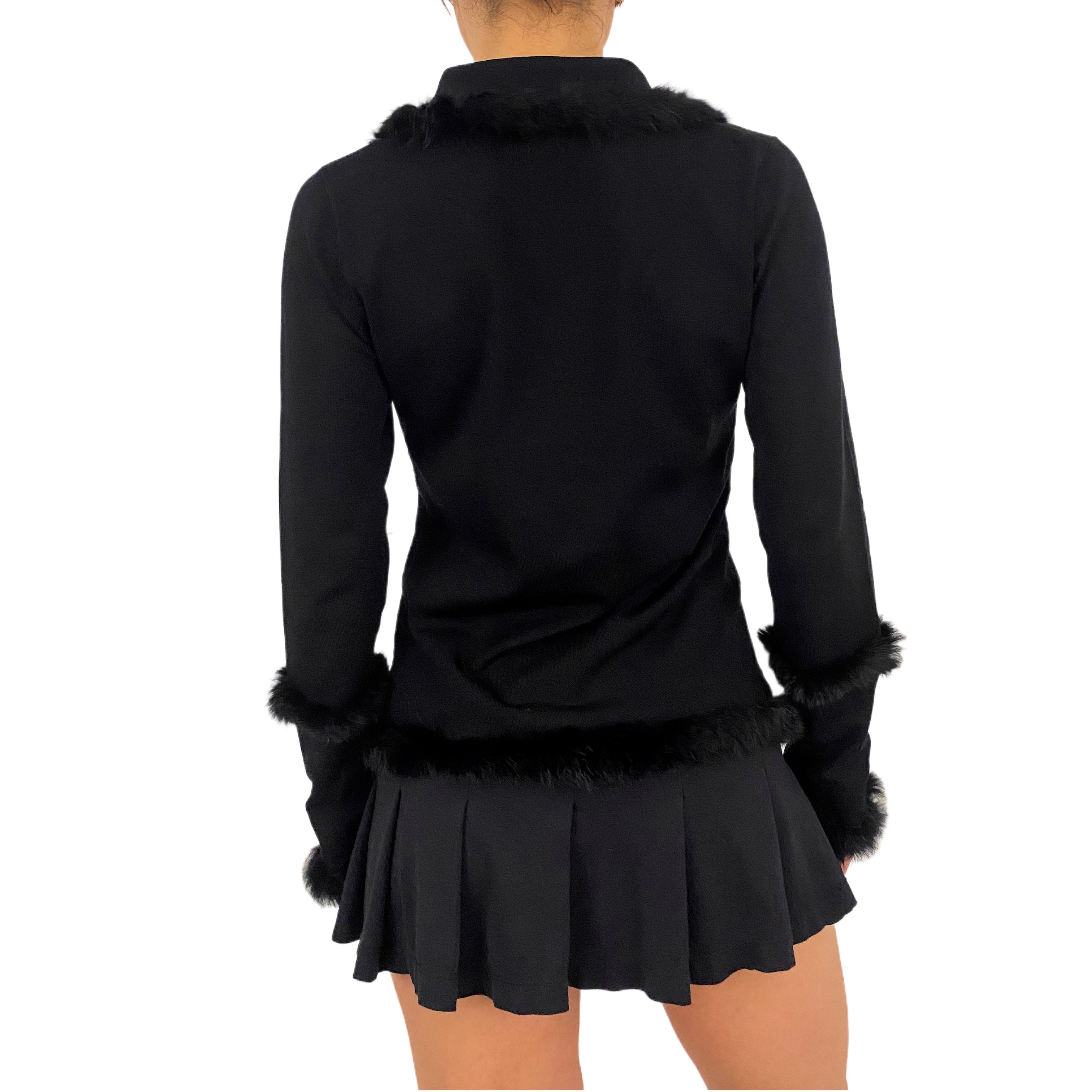 SIMKHAI Silk Rabbit Fur Lace Up Knit (S)