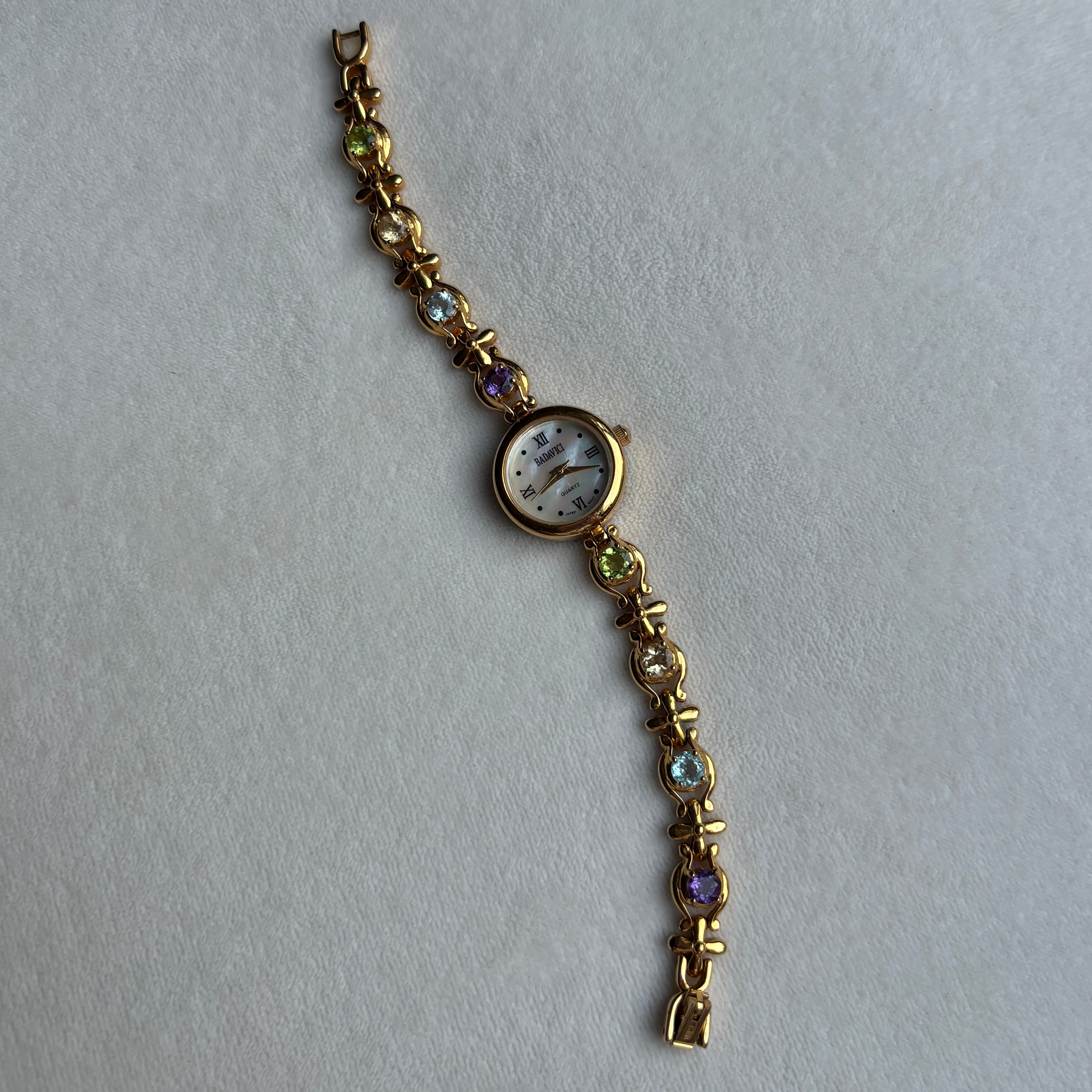 Genuine Gemstone Gold Watch