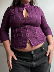 Violet Ruched Keyhole Top (L)