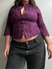 Violet Ruched Keyhole Top (L)
