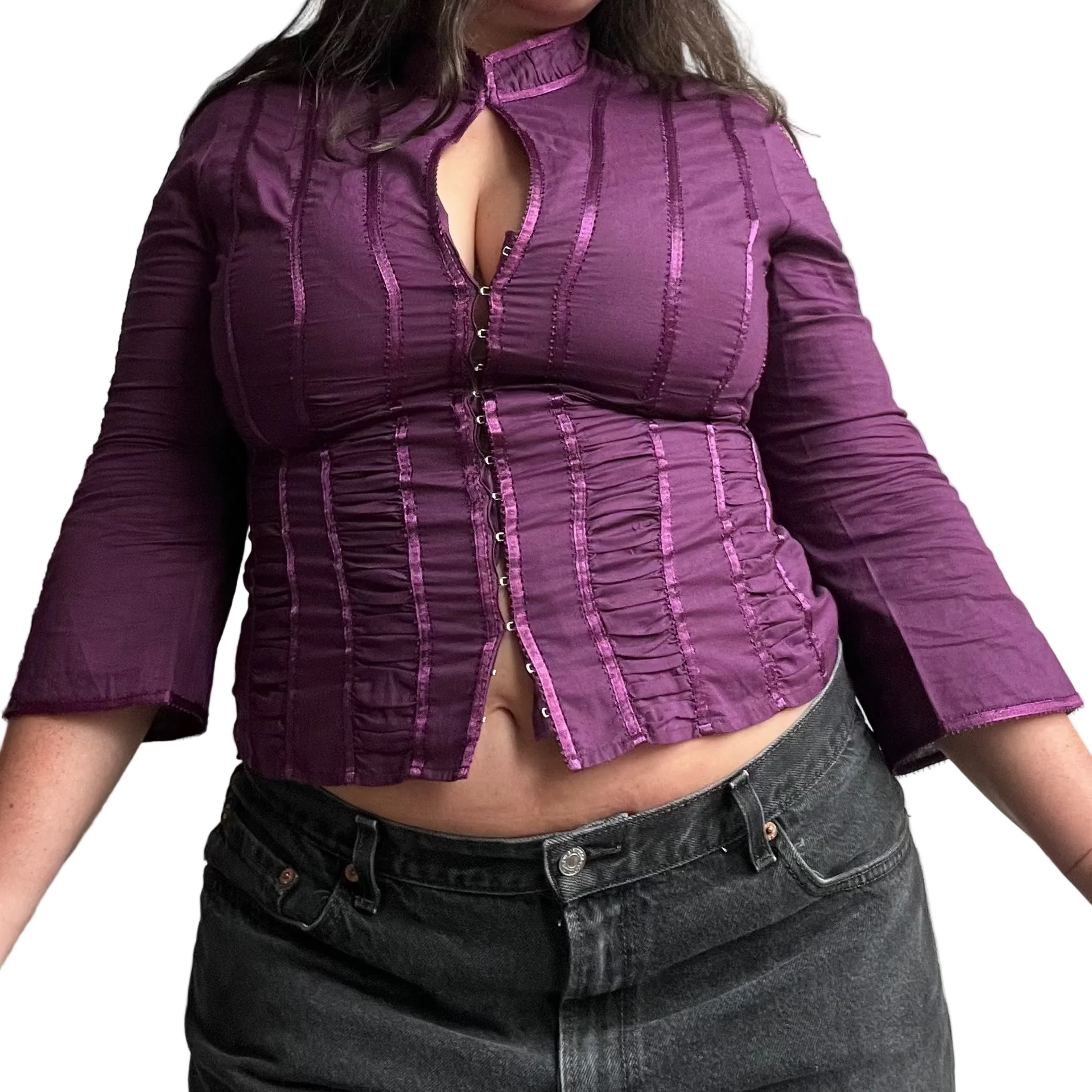 Violet Ruched Keyhole Top (L)