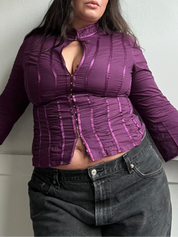 Violet Ruched Keyhole Top (L)