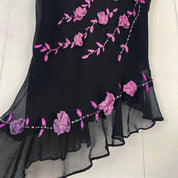 2000s Ice Silk Embellished Floret Tank Top (M/L)