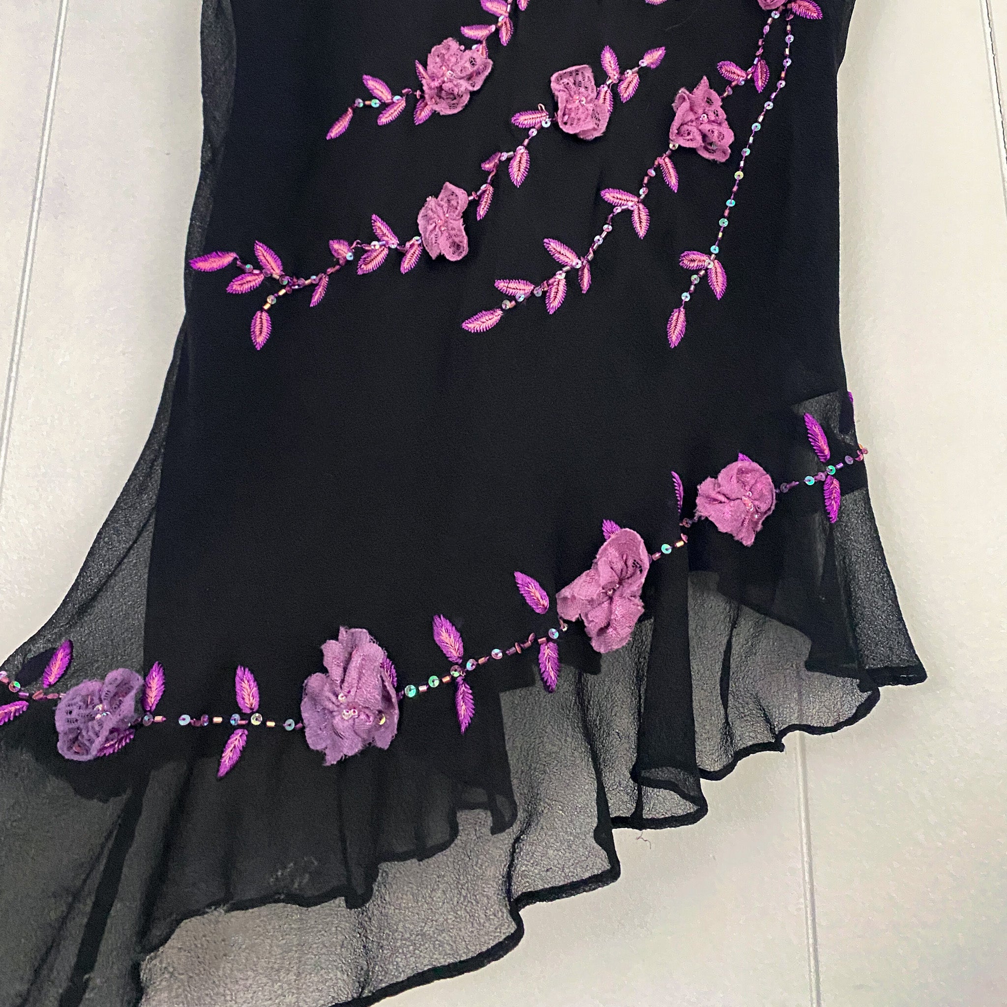 2000s Ice Silk Embellished Floret Tank Top (M/L)