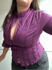 Violet Ruched Keyhole Top (L)