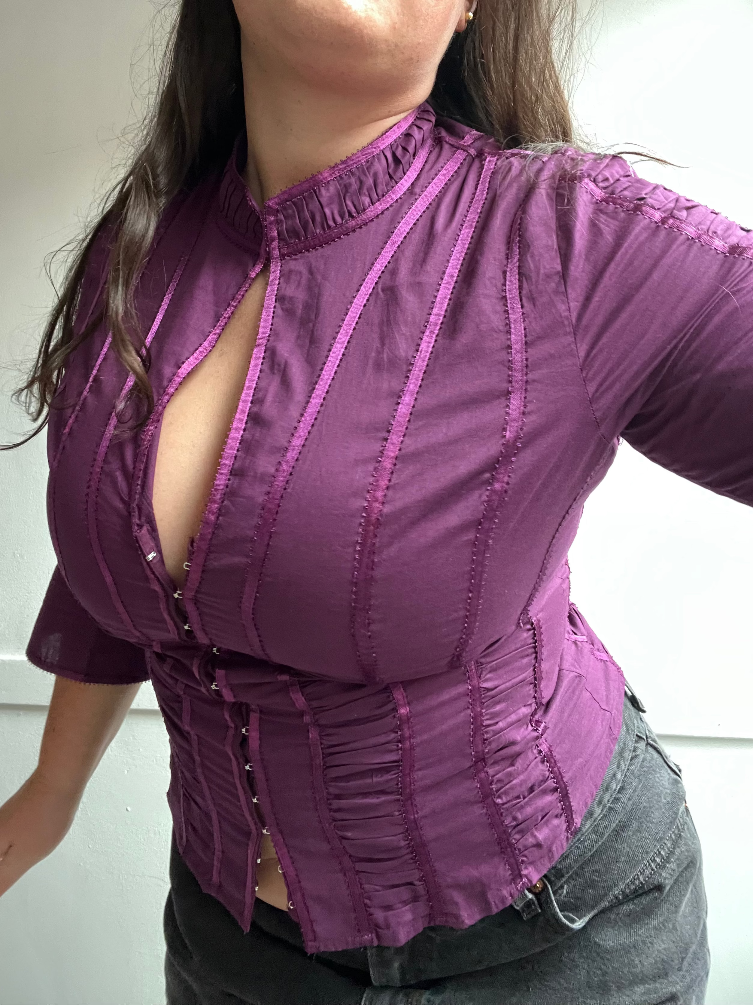 Violet Ruched Keyhole Top (L)