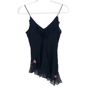 2000s Ice Silk Embellished Floret Tank Top (M/L)