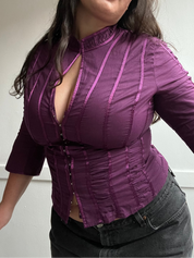 Violet Ruched Keyhole Top (L)