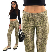 Y2K Mid-Rise Snakeskin Pants (M)