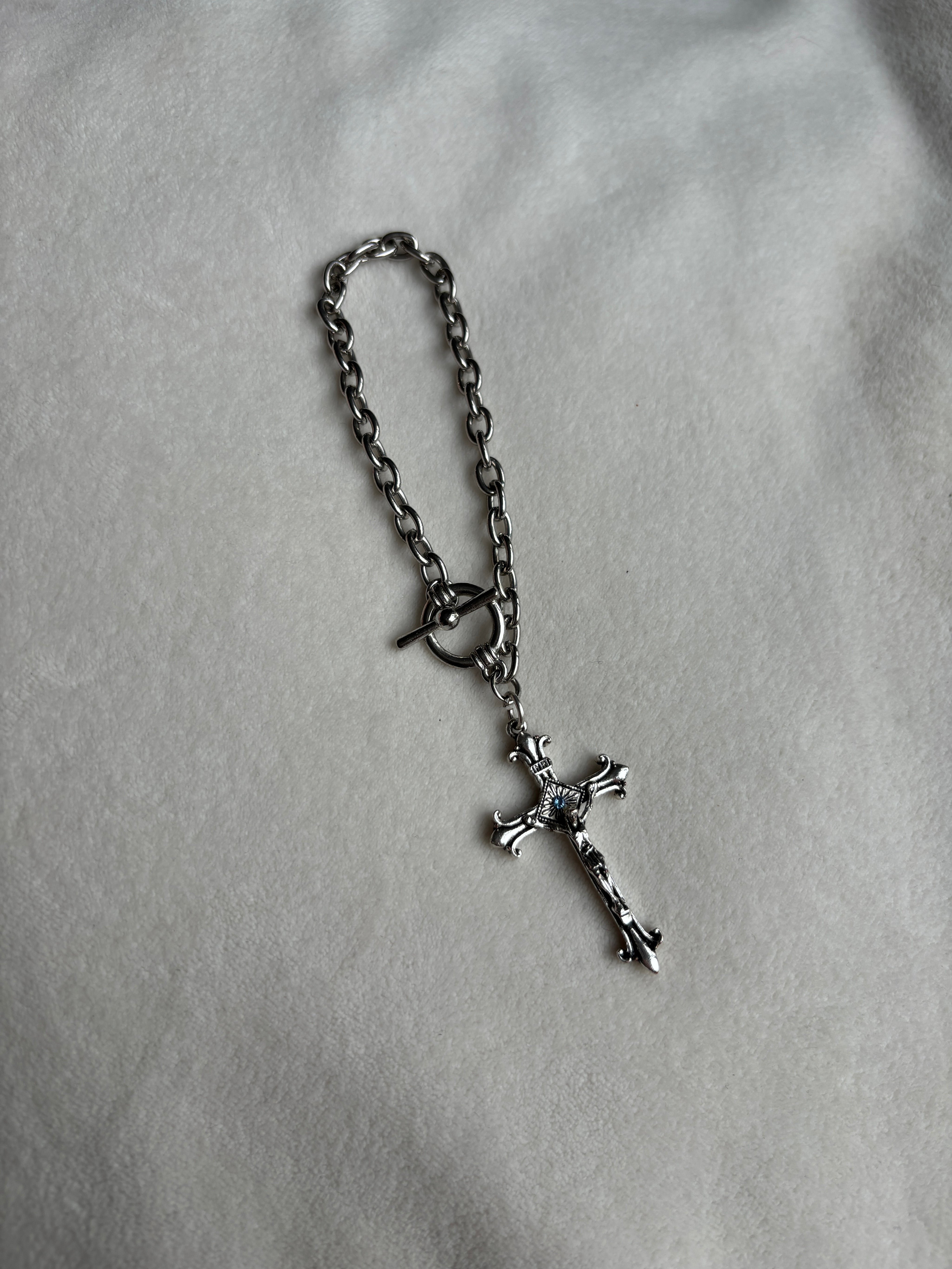 Blue Gemmy Cross Bracelet