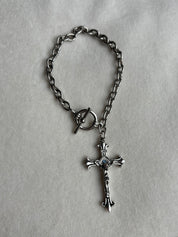 Blue Gemmy Cross Bracelet