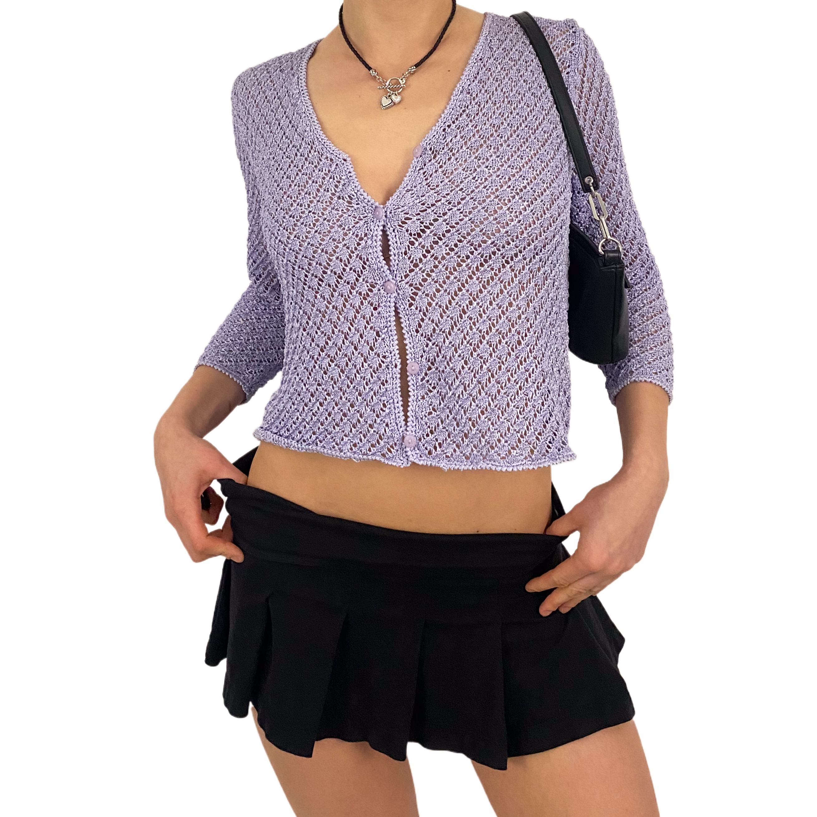 DKNY Lavender Crochet Cardi (M)
