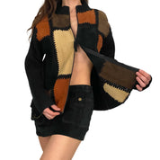 Suede Patchwork Double Zip Knit (L)