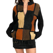 Suede Patchwork Double Zip Knit (L)