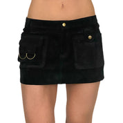 Suede Cargo Mini Skirt (S)