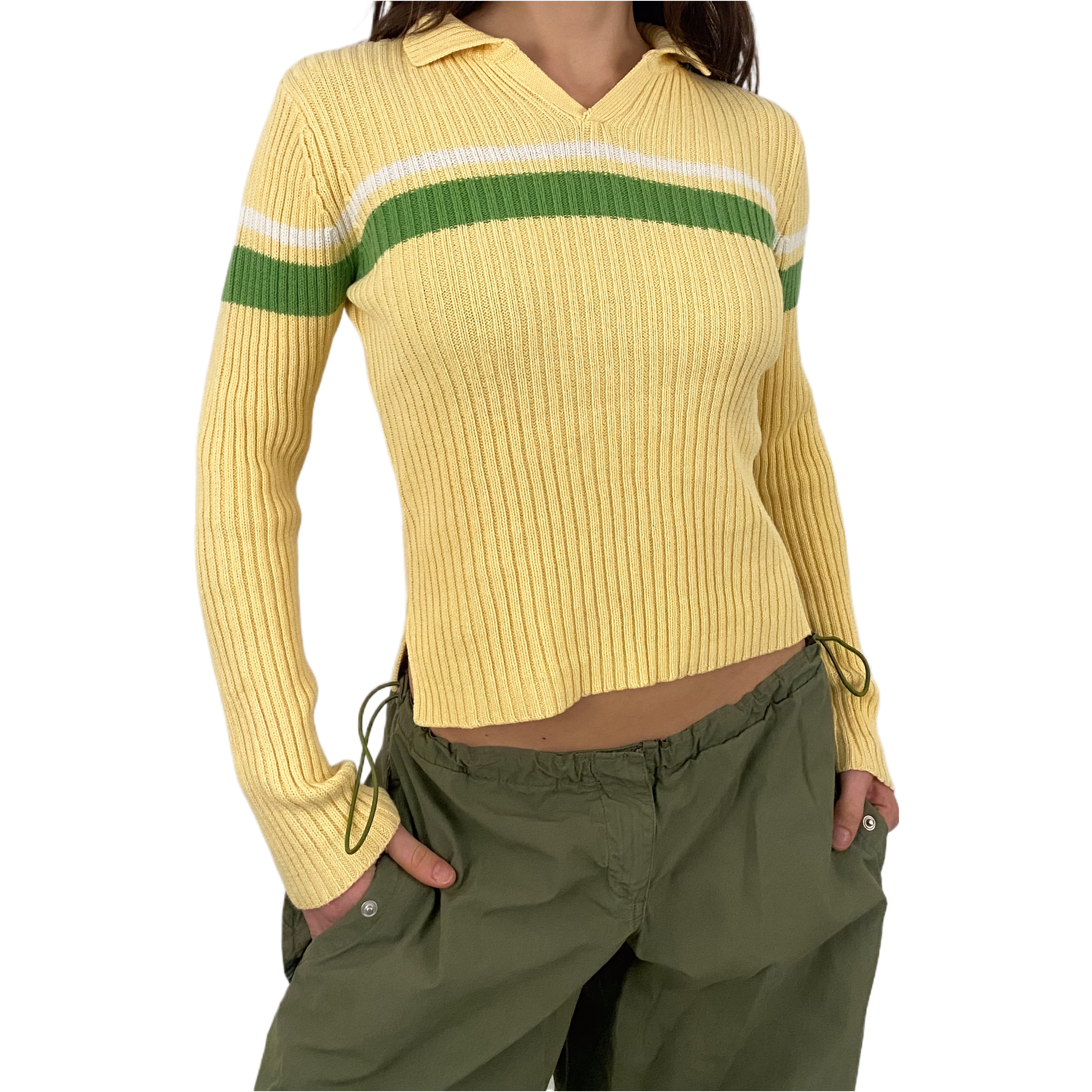 Y2K Ribbed Knit Polo (S)