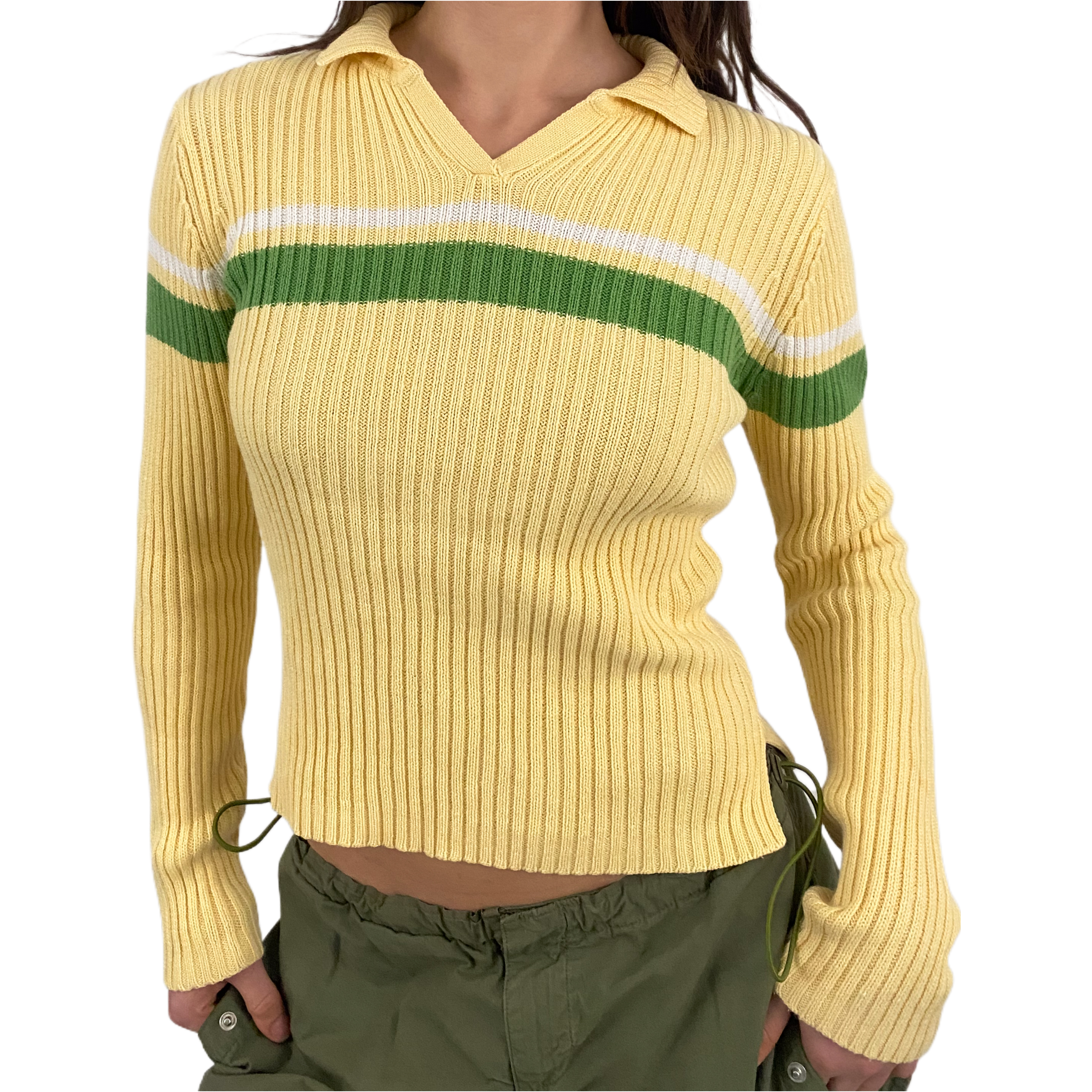 Y2K Ribbed Knit Polo (S)