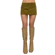 Olive Suede Mini Skirt (XS)