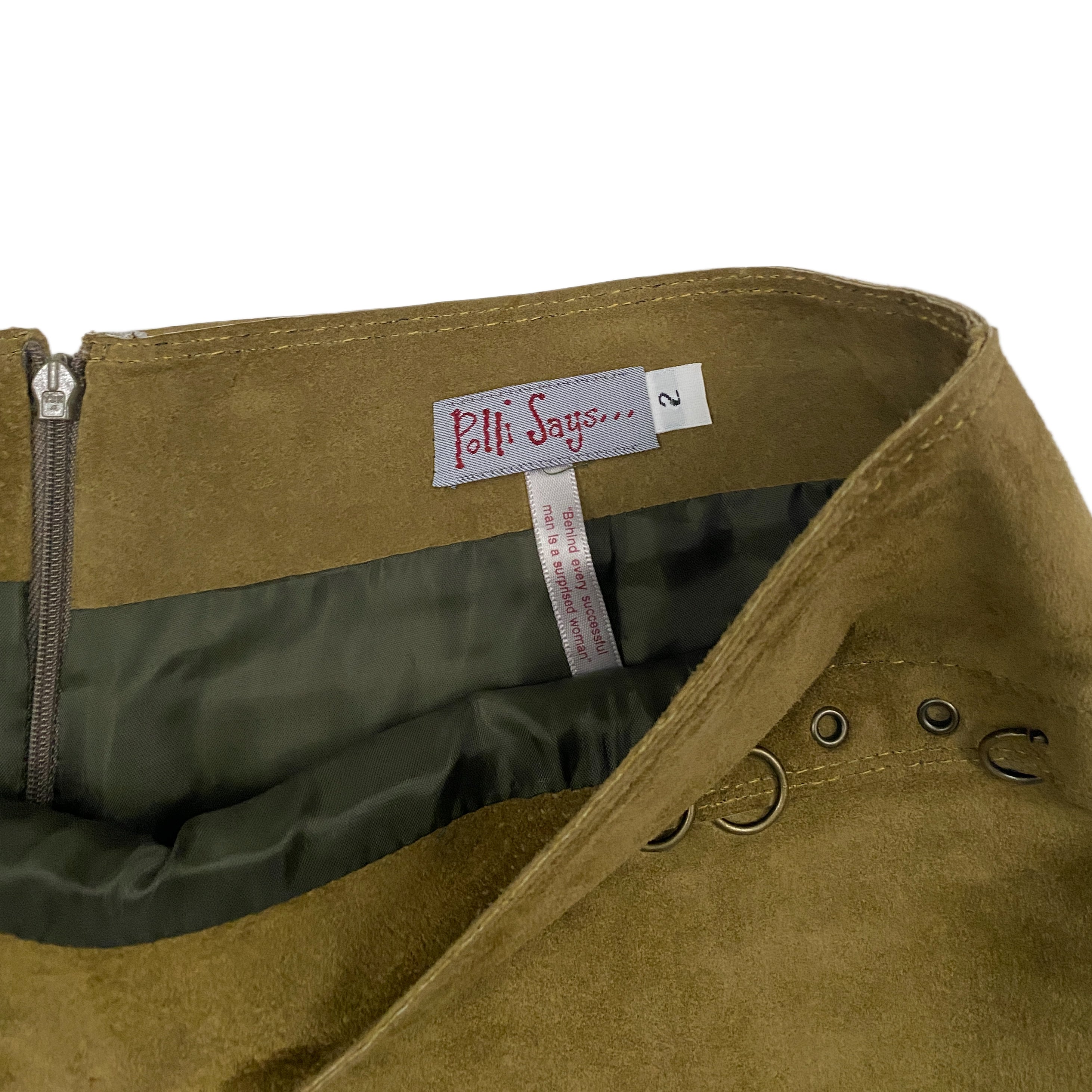 Olive Suede Mini Skirt (XS)