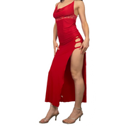Sexy Red High Slit Dress (S)