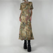 80s Crushed Organza Maxi Dress (M)