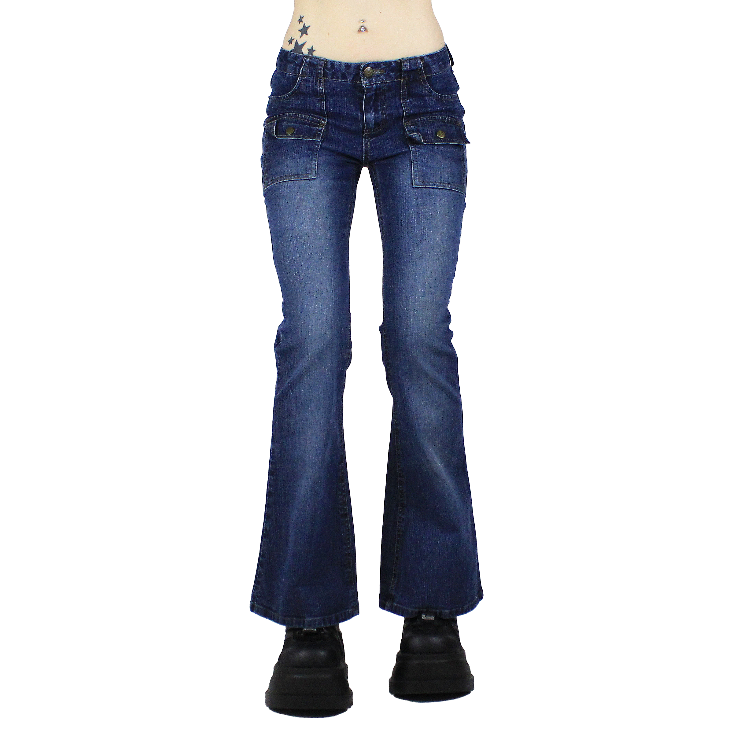 Y2K MUDD Cargo Flare Jeans (XS)