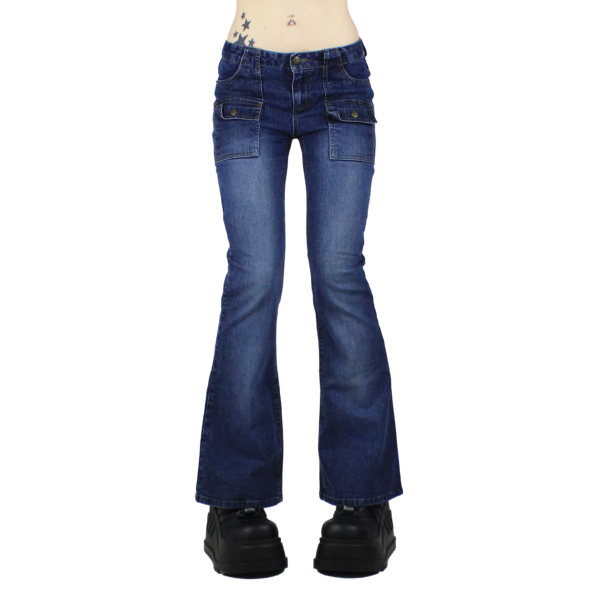 Y2K MUDD Cargo Flare Jeans (XS)