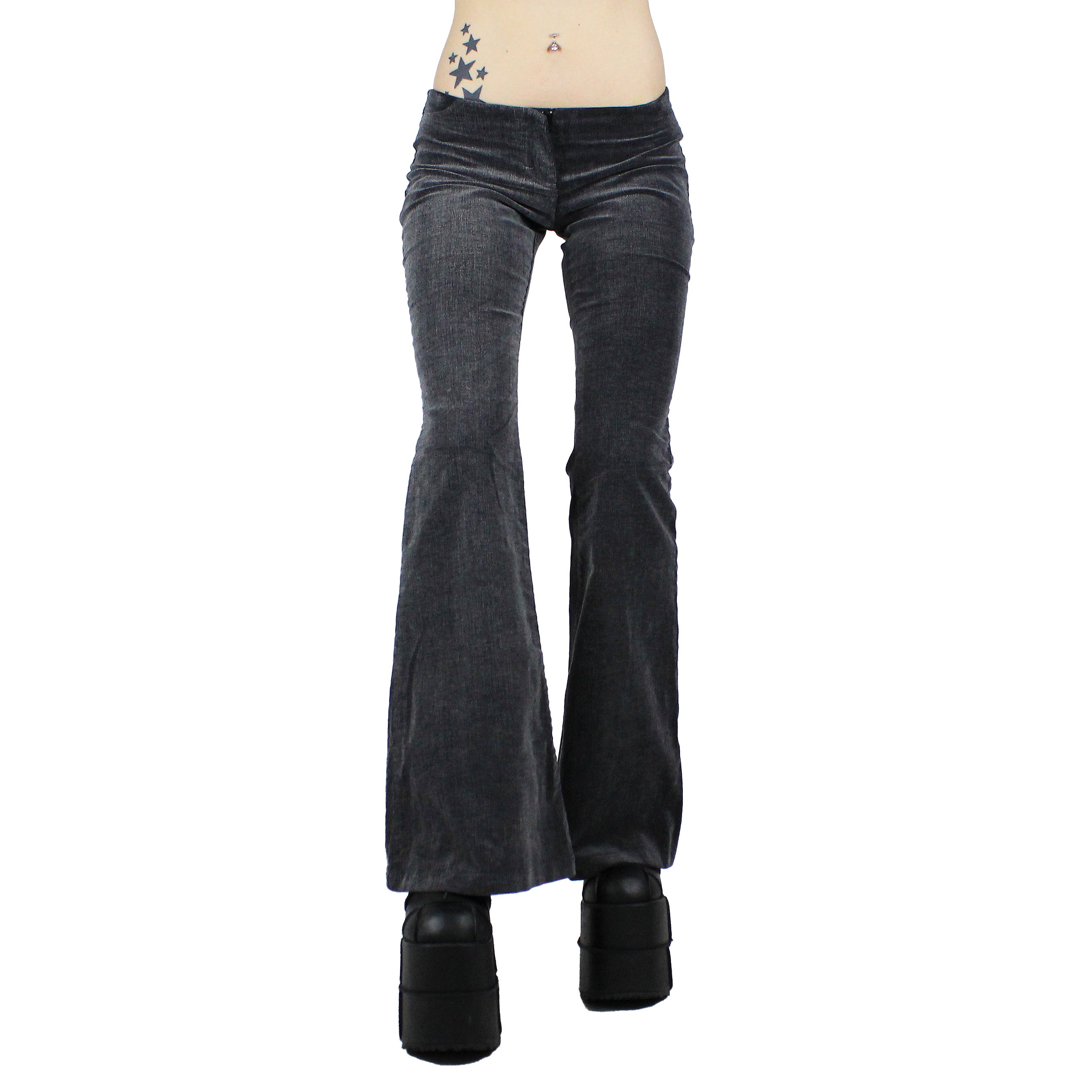 Y2K Grey Corduroy Flares (S)