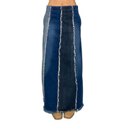 Frayed Denim Maxi Skirt (S)