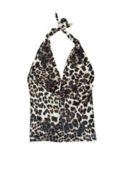 Leopard Mesh Cowl Neck Halter (S-L)