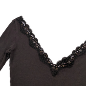 2000s Brown Wide Neck Embellished Top (S)