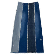 Frayed Denim Maxi Skirt (S)