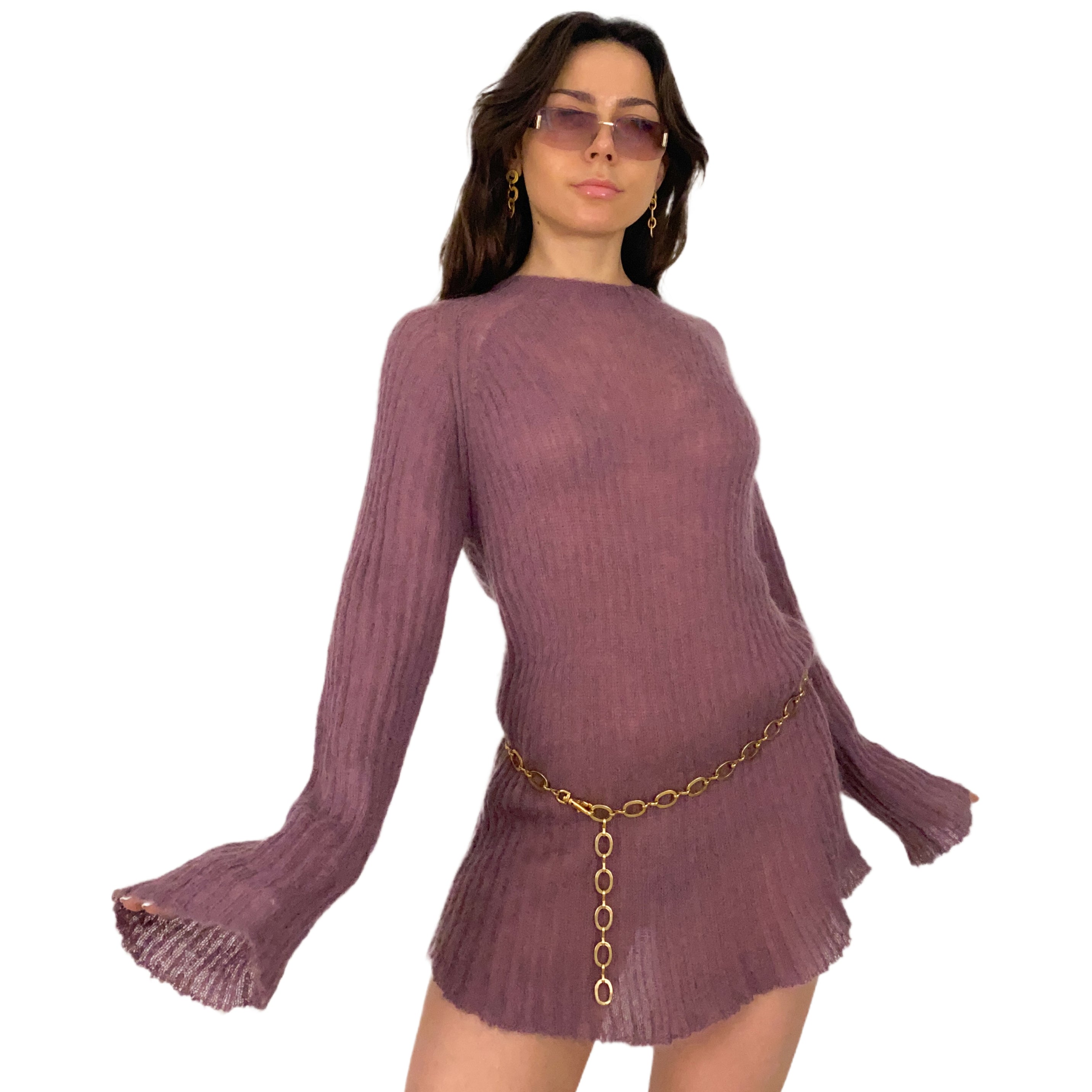 Dusty Mauve Mini Sweater Dress (XS/S)