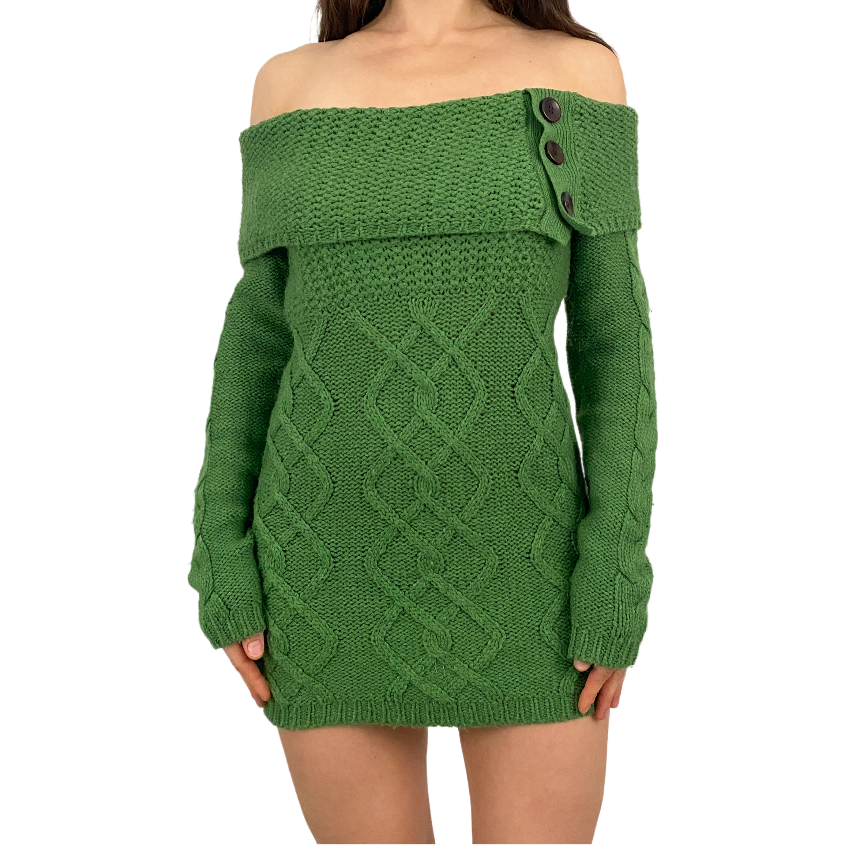 Green Mini Sweater Dress (S)